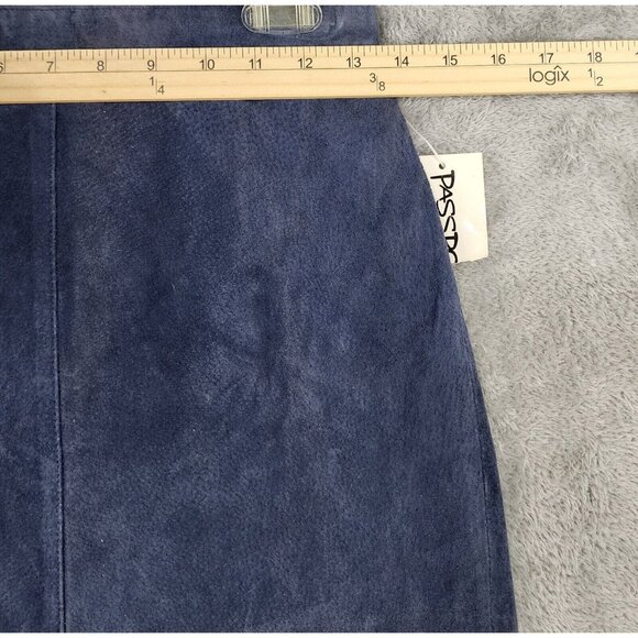 Passports Vest Skirt Set Womens Medium Blue Leather Full Zip Vintage Knee Length - Picture 7 of 16